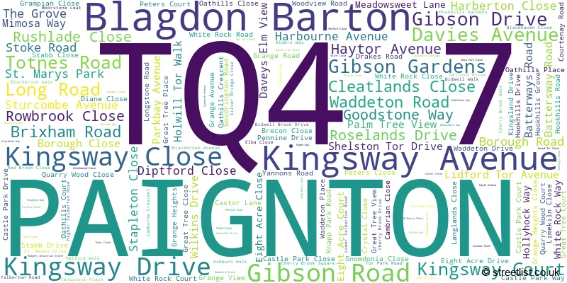 A word cloud for the TQ4 7 postcode